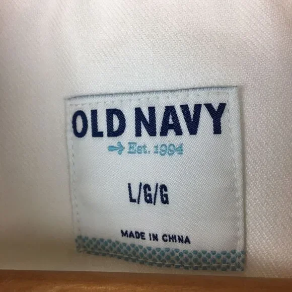 Old Navy White Cotton Denim Trucker Long Sleeve Jean Jacket L - Picture 10 of 11